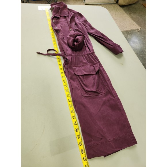 J Jill Womens 3/4 Sleeve Knee Length Dress Size XS Red Drawstring Waist Pockets - Picture 6 of 8